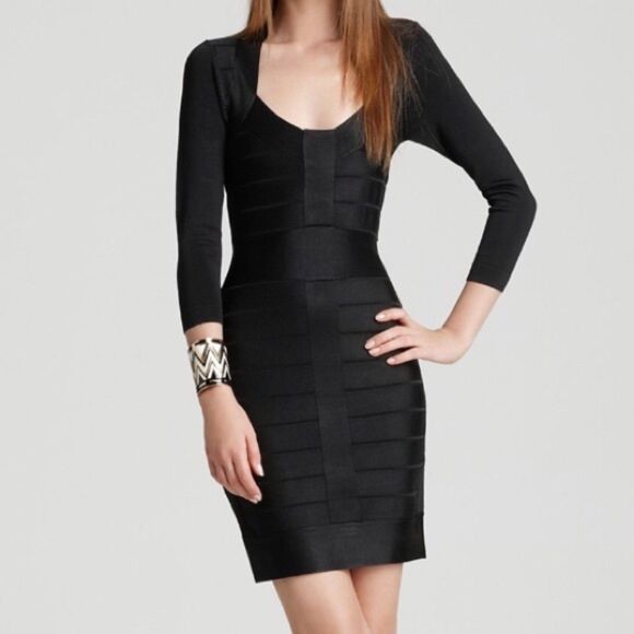 French Connection Bandage Bodycon Black Knit Dress Size10 NWOT - Picture 1 of 12